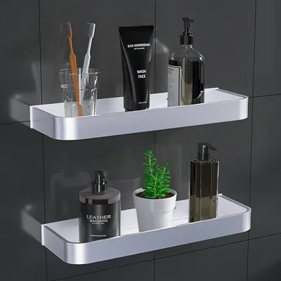 Produktbild von Silbernes Aluminium Duschklemmbrett 2 Stück Bad Organizer