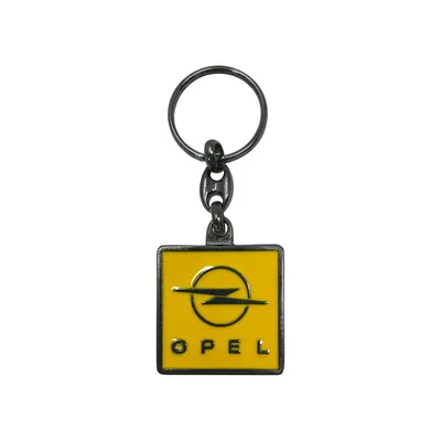 Image de Porte-clés pour voiture Opel, en métal, fermeture par anneau, 90 x 35 mm, jaune