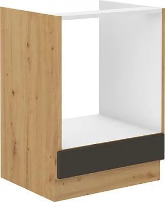 Image de Meuble pour plaque de cuisson SOPHIA – largeur 60 cm, gris foncé / chêne artisan