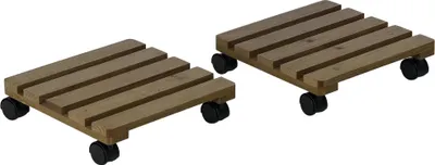 Image de Supports à roulettes pour plantes - Supports à roulettes pour pots de fleurs - Lot de 2 - Intérieur/extérieur - Marron
