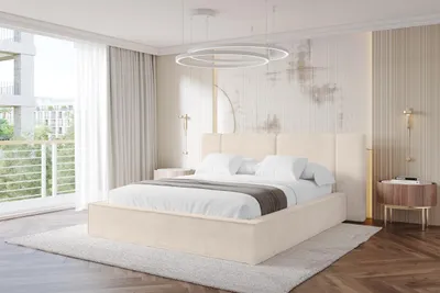 Produktbild von ALTDECOR Polsterbett mit Bettkasten - RIVO - 200x200 - Beige - Bett mit Matratze H3/H4, Doppelbett mit Stauraum und Latternrost, Boxbett mit Kopfteil