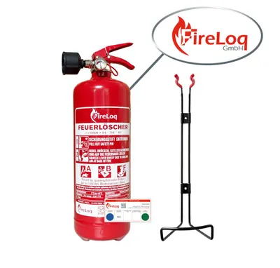 Produktbild von FireLoq® 2L Fettbrandlöscher ABF 8A | 70B | 40F mit Prüfnachweis, Wandhalter und Manometer