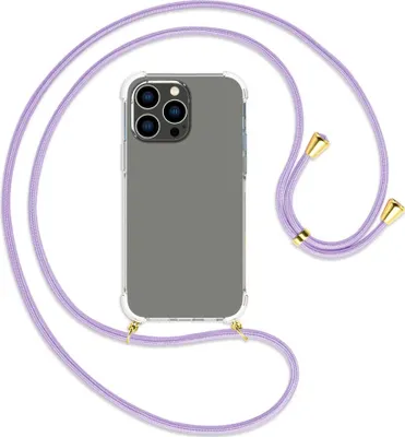 Produktbild von Handykette Backcover-Schutzhülle mit Band (Metall goldfarben) für Apple iPhone 14 Pro Max (6.7'') - violett