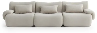 Immagine prodotto di MILYSOFA SOFATIME Divano componibile a 3 posti, dal design lineare, in raffinato tessuto a riccioli, beige pietra