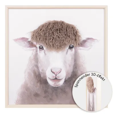 Produktbild von UNUS Wandbild 3D Wall Art Hairfusion Schaf in weiß 60x60