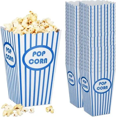 Produktbild von Popcornbeutel 48 Stück im Retro-Kino-Stil, wiederverwendbar für Heimkino