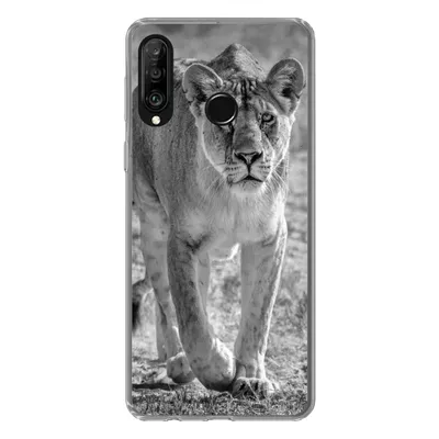 Produktbild von MuchoWow® Handyhülle Schutzhülle Hülle für Huawei P30 Lite Löwe - Schwarz - Weiß Silikon Softcase Handy Hülle - Handyhülle