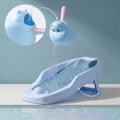 Produktbild von Baby-Badeset mit Nilpferd-Spülbecher – Blau