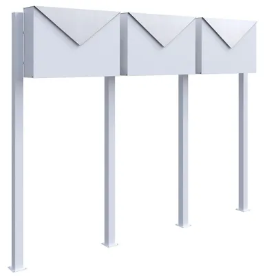 Produktbild von Briefkastenanlage Letter for Three in Weiß mit Edelstahlklappe