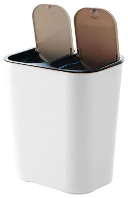 Image de Poubelle double avec couvercle à bouton-poussoir