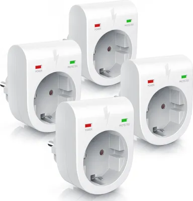 Produktbild von Arendo 4x Steckdose, Schuko Überspannungsschutzadapter, LED, Kindersicherung, 3500W