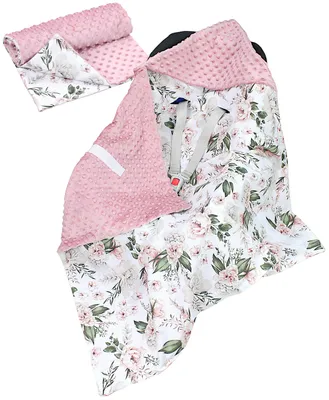 Produktbild von TupTam 2er SET Baby Decken Einschlagdecke 85x85 cm für Autositz Babyschale Babydecke Wiegendecke Minky Baumwolle, Farbe: Rose / Rosa, Größe: Herbst/Winter - 85 cm x 85 cm