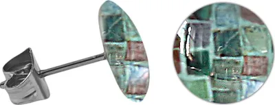 Produktbild von Chirurgenstahl Ohrstecker mit rundem Mosaik Größe - 6 mm Farbe - Dunkelgrün