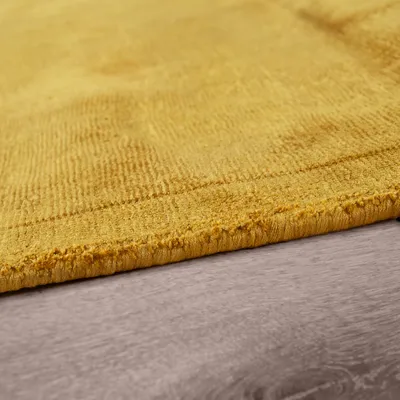 Produktbild von TT Home Teppich Handgetuftet Modern Qualität Edel Viskose Garn Schimmer Glanz Uni Gelb Größe 120x170 cm