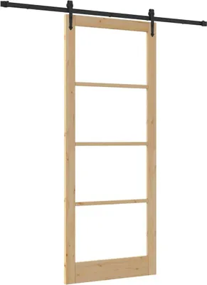 Image de Porte coulissante vidaXL ORKDAL Nature 93 x 232 cm en pin massif et verre