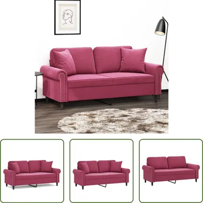 Produktbild von The Living Store 2-Sitzer-Sofa mit Zierkissen Weinrot 140 cm Samt
