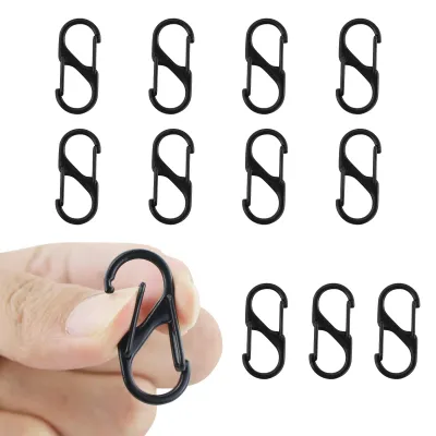 11 S-Karabinerhaken, schwarz, 30 mm, Metall, für Outdoor