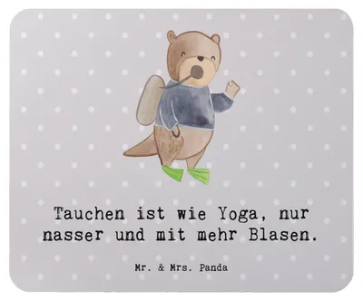 Produktbild von Mr. & Mrs. Panda Mauspad Tauchen Yoga - Grau Pastell - Geschenk, Tauchermaske, Mousepad, exotische Fische, Sportler, Geschenke, Meeresbewohner, Mouse Pad, pc, laptop
