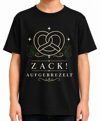 Obrázok produktu pre Zack, tričko s motívom, bavorské oblečenie, kožené nohavice, tradičné šaty (Dirndl), detské tričko, čierna farba, veľkosť 152