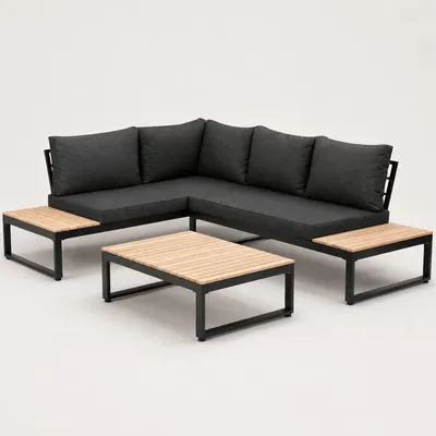 Produktbild von Greemotion Lounge-Set Rio, mit Teakholz-Teilen Schwarz  Holz