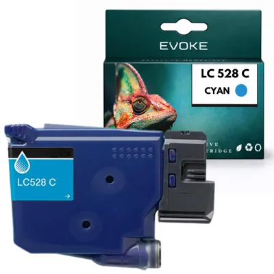 Image de Evoke Cartus – Cartouches compatibles pour l'imprimante Brother LC528 LC-528C, cyan, 53 ml, compatibles avec les modèles MFC-J6560DW, J6760DW, J6960DW, J6975DW et J6977DW