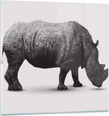Produktbild von Bilder auf glas - Nashorn Tier Afrika Safari - 70x70cm - Glasbilder - Wandbilder - Kunstdruck - zum Aufhängen bereit - Wanddekoration aus Glas - Glas Bilder - Wandbild auf Glas - GAC70x70-2935