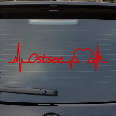 Produktbild von Heckscheibenaufkleber Ostsee Herzschlag Puls See Osten East Liebe 55x16 cm Rot Auto Aufkleber Sticker