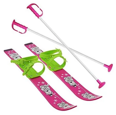 Productafbeelding van Elzusha - Kinderski's 70 cm met Flexibele Bindingen en Skistokken - Violet/Paars
