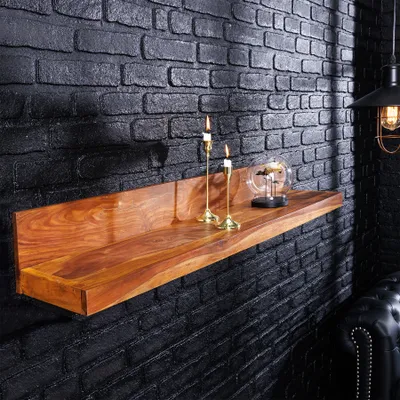 Produktbild von riess-ambiente Massives Wandregal MAKASSAR 80cm braun Sheeshamholz stone finish