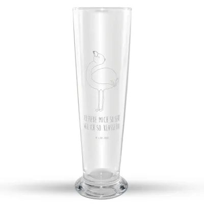 Produktbild von Mr. & Mrs. Panda Bierglas Flamingo Stolz - Transparent - Geschenk, Mama, Rosa, Weizenbier Glas, Bier, Weißbierglas, Selbstliebe, Weizen, Mr Mrs Weizenglas, Freundin