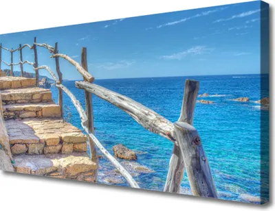 Produktbild von Tulup Leinwand-Bilder 100x50 Wandbild Canvas Kunstdruck Treppen Meer Architektur