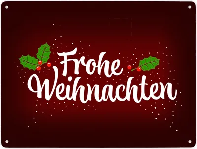 Produktbild von Frohe Weihnachten Metallschild XXL mit Beeren und Blätter Motiv