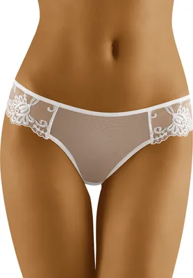 Produktbild von wolbar, Transparenter String, weiß, M, WB26, 83% Polyamid 17% Elasthan, mit hochwertiger Spitze und aufwendigen Stickereien