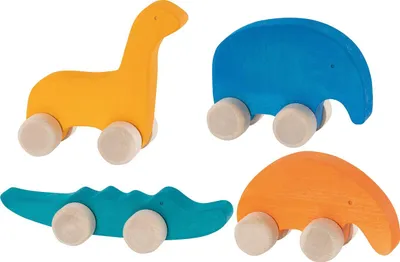 Image de Goki Animaux à pousser Jouets en bois Animaux multicolores Motricité
