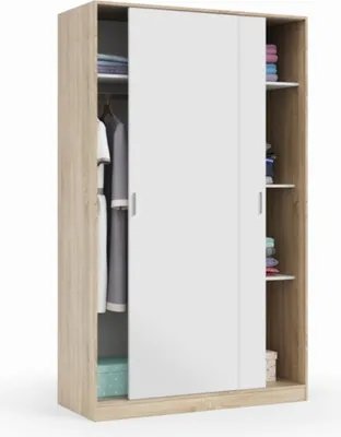 Produktbild von Kleiderschrank 2 Türen - Schlafzimmer Schrank Eiche Braun 50x200h cm