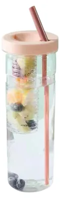 Zdjęcie produktu dla Butelka na wodę 700ml z uchwytem na owoce i słomką - Butelka sportowa BPA-free
