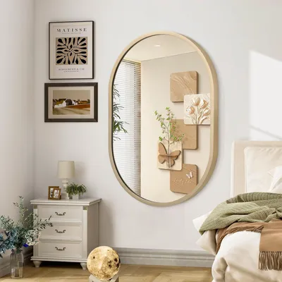 Immagine prodotto di Specchio da parete ovale con cornice in metallo, 70 x 50 cm, finitura bronzo