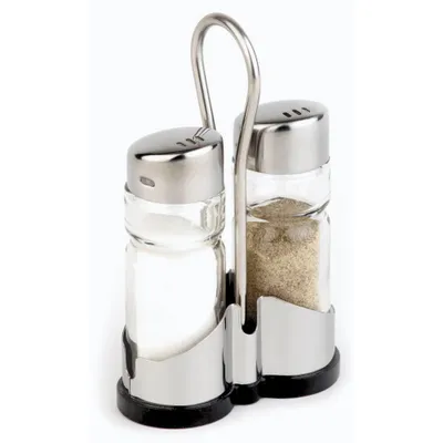 Produktbild von APS Pfeffer- und Salz Menage  /// 8 x 4 cm, H: 13 cm  /// Glas, Edelstahl, ABS  /// 40455