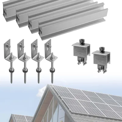 Produktbild von Solarmodul Halterung Set Blechdach Dach Befestigung Stockschraube Schiene für 1 Solarpanel
