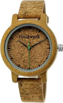 Produktbild von Holzwerk HILDEN kleine Damen Kork & Holz Uhr mit Leder Armband in beige