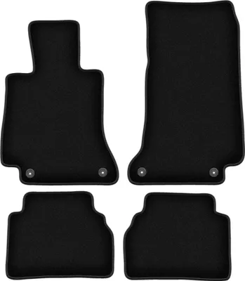 Immagine prodotto di Tappetini in velluto per Mercedes E W213 (2015-, berlina, station wagon, liftback, coupé) neri, set 4 pz, con fissaggi
