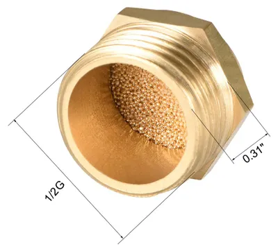 Produktbild von 2Stk. Auspuff Schalld?mpfer G1/2 Stecker Gewinde Bronze Messinggeh?use Flach