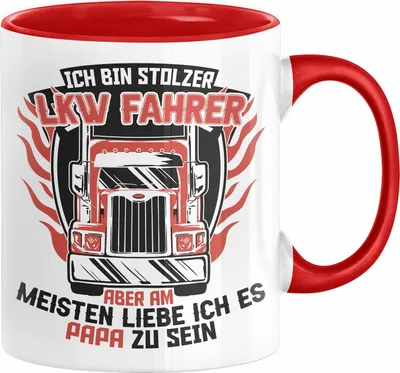 Produktbild von LKW Fahrer Papa Tasse Geschenk Vater und Lastkraftwagen-Fahrer Vater Geschenkidee Vatertag Kaffee-Becher (Rot)