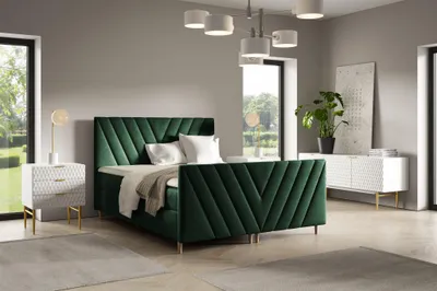 Produktbild von Boxspringbett Schlafzimmerbett CARLITO 200x200cm in Stoff Fresh Flaschengrün