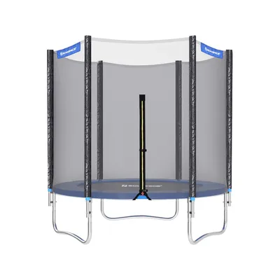 Productafbeelding van Trampoline Kekx PRO - Blauw - Met veiligheidsnet en ladder - 183 cm - Rond - Voor de tuin - Maximaal belastbaar tot 150 kg