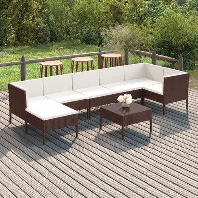 Image de Maison Exclusive - Ensemble salon de jardin 8 pièces avec coussins en polyrotin brun