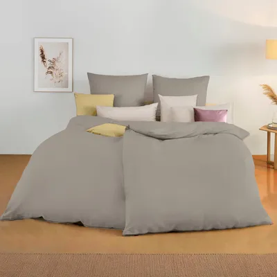 Produktbild von Bettwäsche-Set 6-teilig Taupe 135x200 cm Mikrofaser bügelfrei mit Reißverschluss