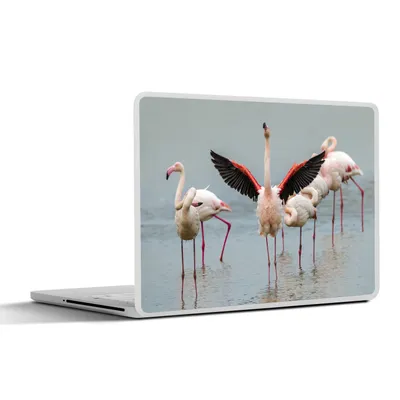 Produktbild von MuchoWow® Laptop Aufkleber Sticker Cover Ein Flamingo, der sich ausstreckt 36.5x27.5 cm - Laptop-Sticker