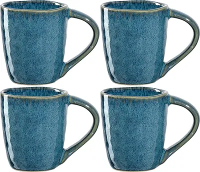 Produktbild von Leonardo Matera Espressotassen 4er Set, Mokka-Becher aus Steingut, spülmaschinengeeignete Espresso-Gläser, Keramik-Tassen, blau, 90 ml, 018596