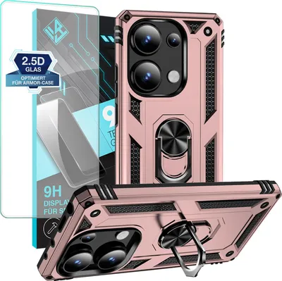 Produktbild von Armor Outdoor Handyhülle für Xiaomi Redmi Note 13 Pro Handy Panzer Case Schutzhülle mit 9H Displayglas Displayschutz Farbe: Rosegold